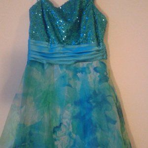 ❗2/$20❗ Blue & Green Floral Prom Dress